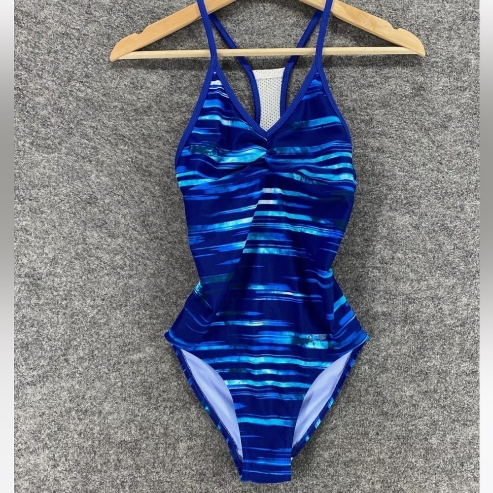 New Champion One Piece Swimsuit Blue & White Racerback